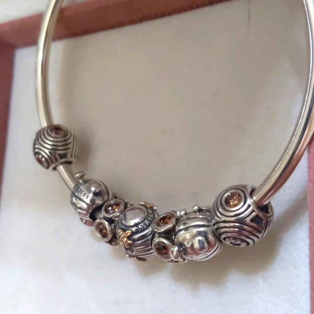 Pandora Two Tone Bangle - Picture 3 of 6
